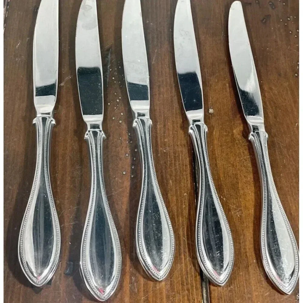 Oneida Arbor American Harmony‎ Stainless Dinner Knives Beaded USA Flatware 5